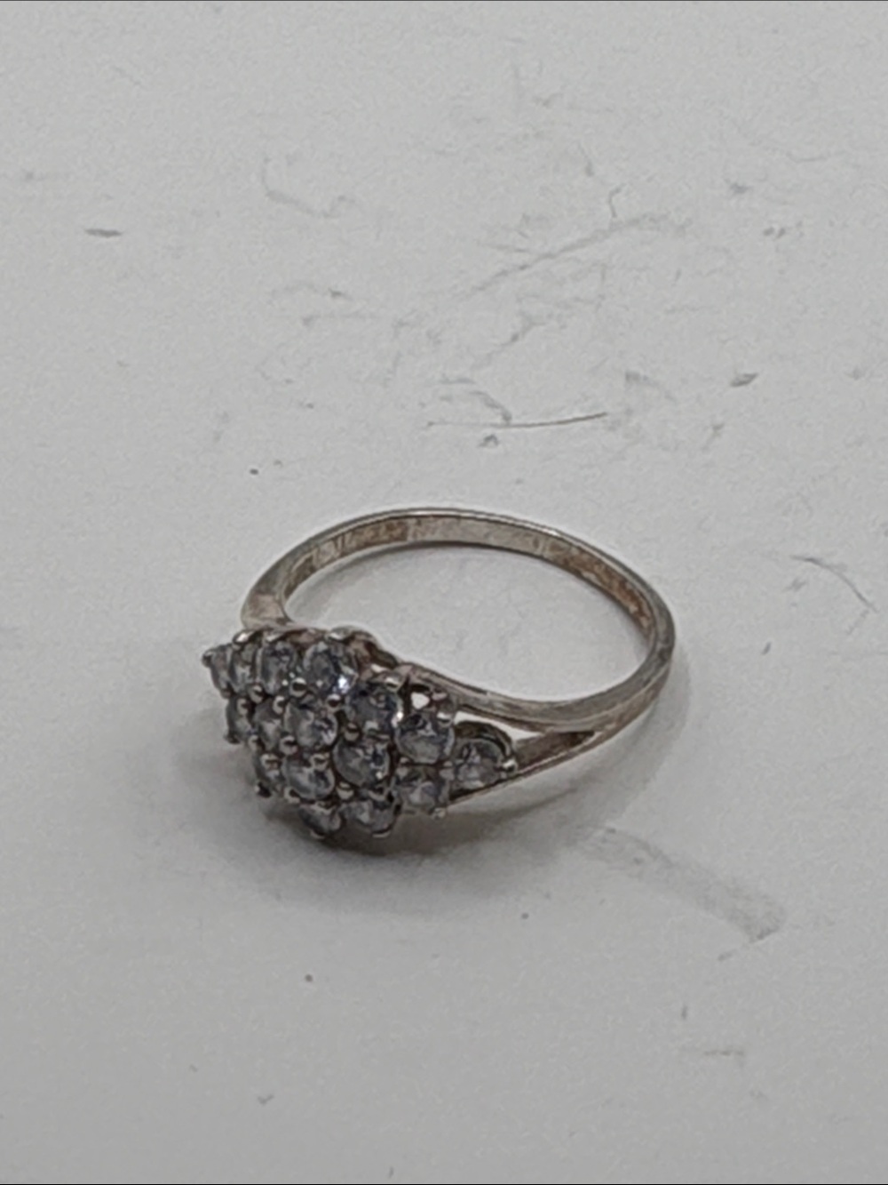 Clustered Crystal Sterling Ring - Silver Size 8